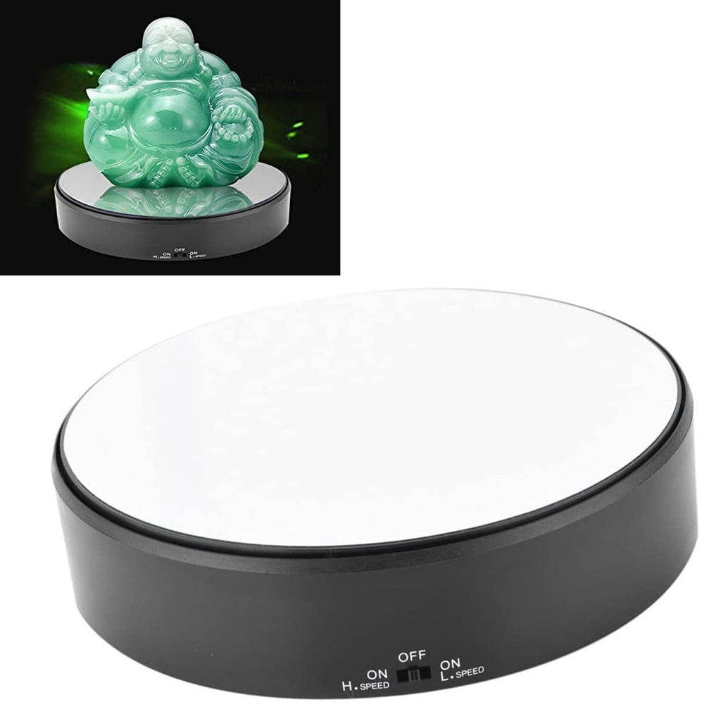 Mirror Surface 360° Rotary Display Stand Adjustable Rotating Speed Turntable Jewelry Holder