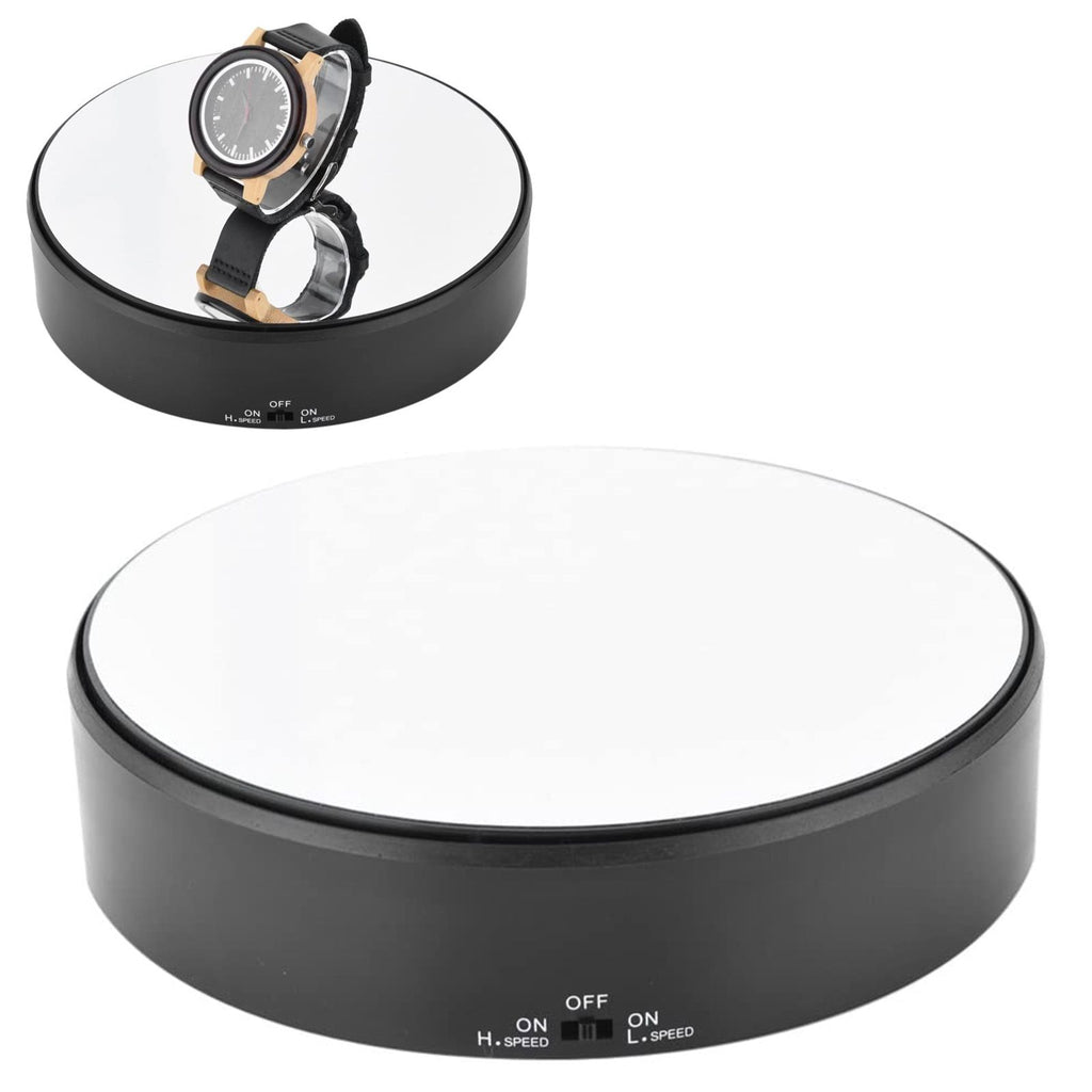 Mirror Surface 360° Rotary Display Stand Adjustable Rotating Speed Turntable Jewelry Holder