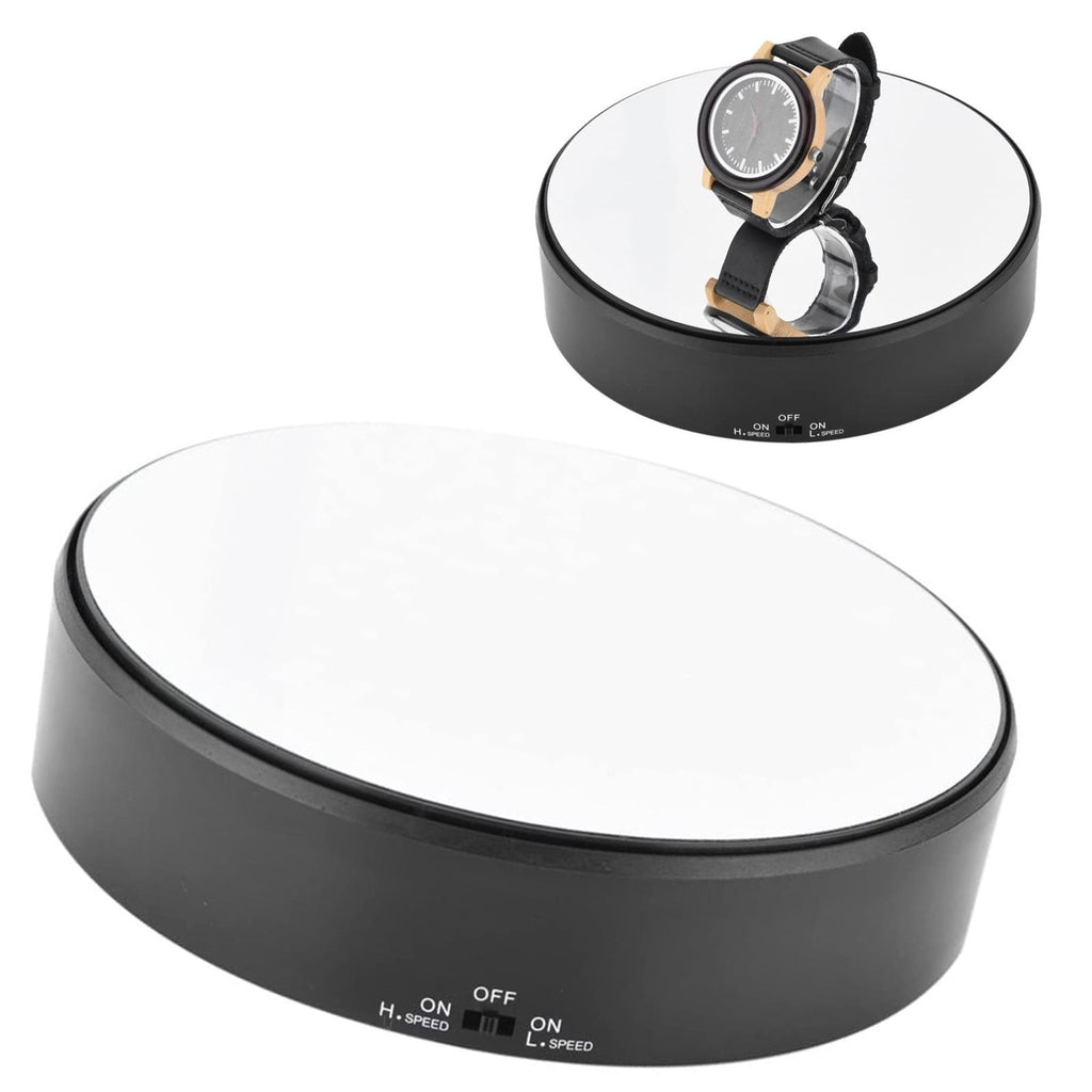 Mirror Surface 360° Rotary Display Stand Adjustable Rotating Speed Turntable Jewelry Holder