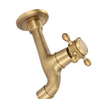 Wall Mounted Vintage Solid Brass Faucet Single Cold Water Tape for Kitchen Sink Mop Pool (Long)