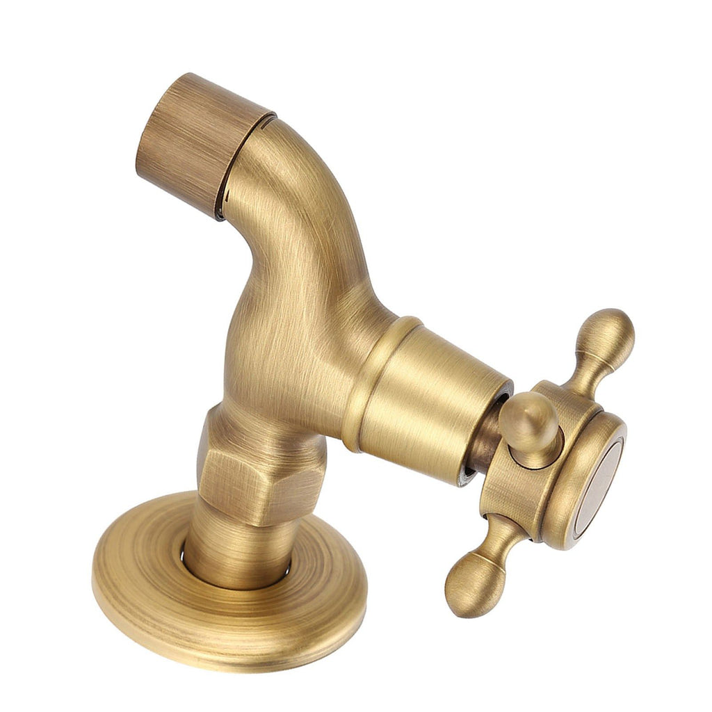 Wall Mounted Vintage Solid Brass Faucet Single Cold Water Tape for Kitchen Sink Mop Pool(Short)