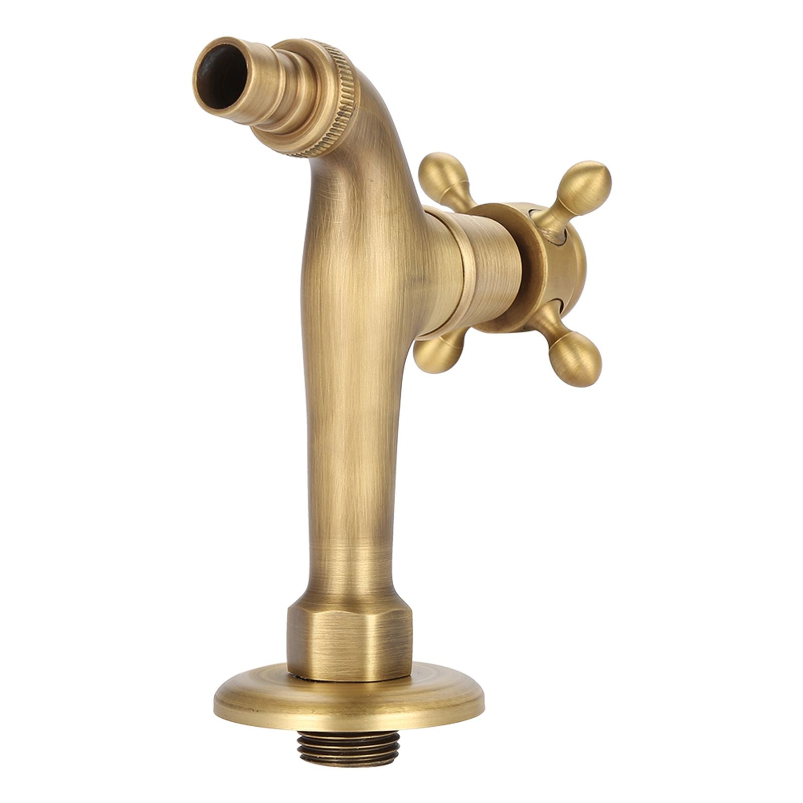 Vintage Solid Brass Single Handle Faucet for Washing Machine Wall Mounted Water Tap (Long)