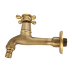 Vintage Solid Brass Single Handle Faucet for Washing Machine Wall Mounted Water Tap (Long)