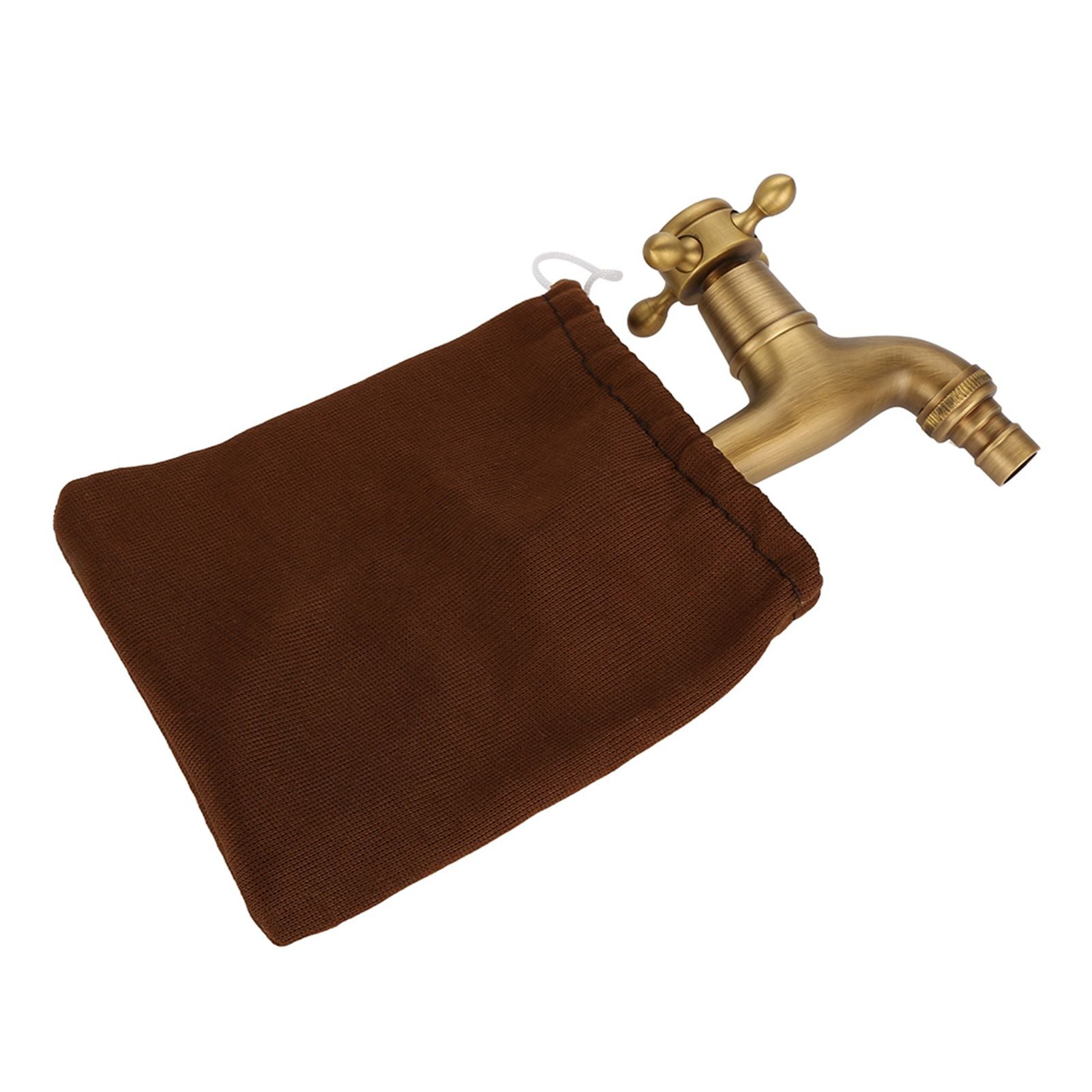 Vintage Solid Brass Single Handle Faucet for Washing Machine Wall Mounted Water Tap (Long)