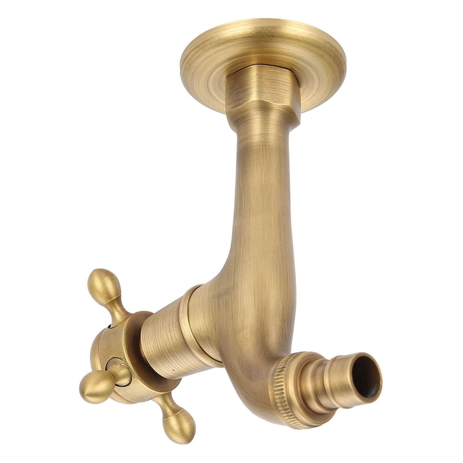 Vintage Solid Brass Single Handle Faucet for Washing Machine Wall Mounted Water Tap (Long)
