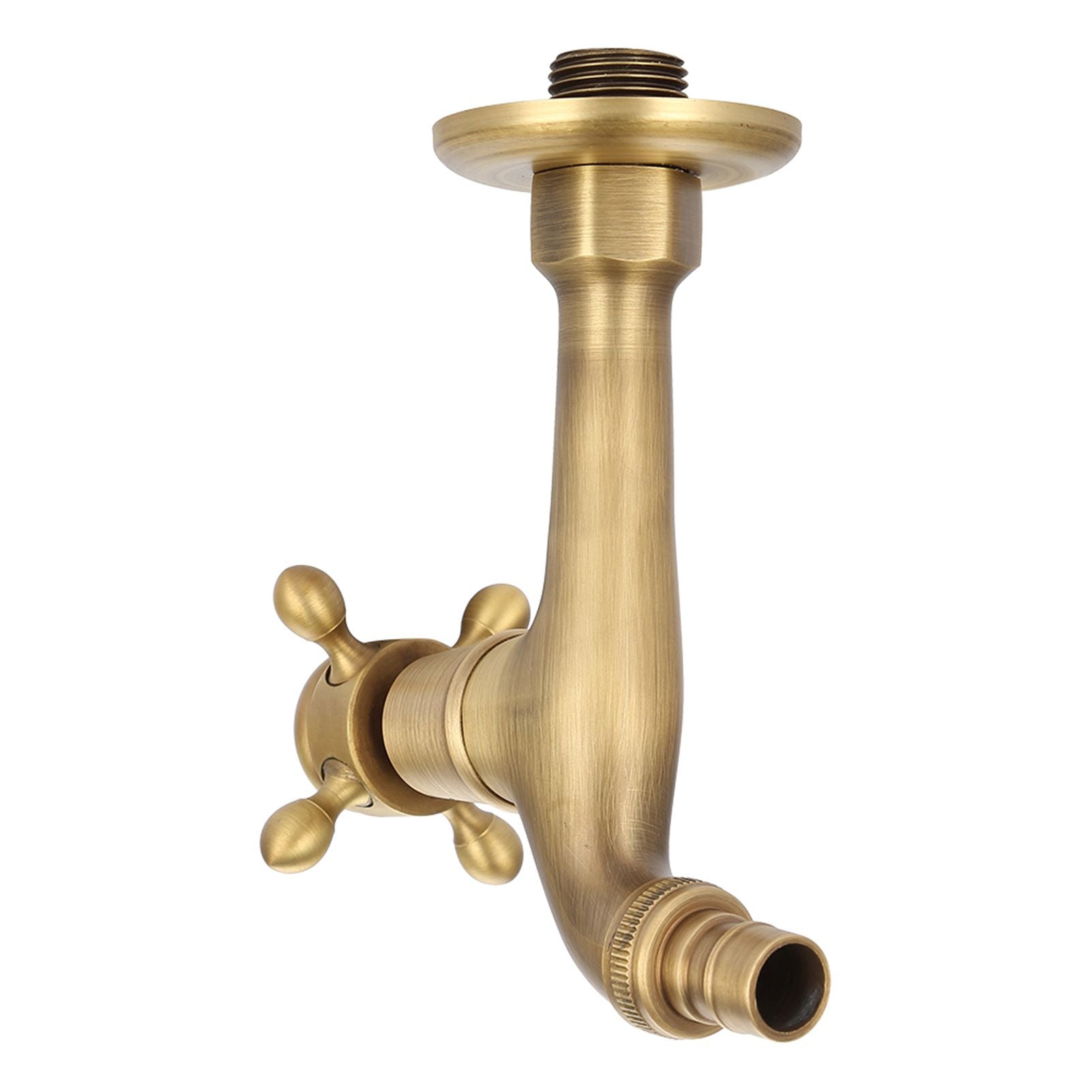 Vintage Solid Brass Single Handle Faucet for Washing Machine Wall Mounted Water Tap (Long)
