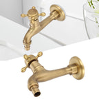 Vintage Solid Brass Single Handle Faucet for Washing Machine Wall Mounted Water Tap (Long)