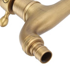 Vintage Solid Brass Single Handle Faucet for Washing Machine Wall Mounted Water Tap (Long)