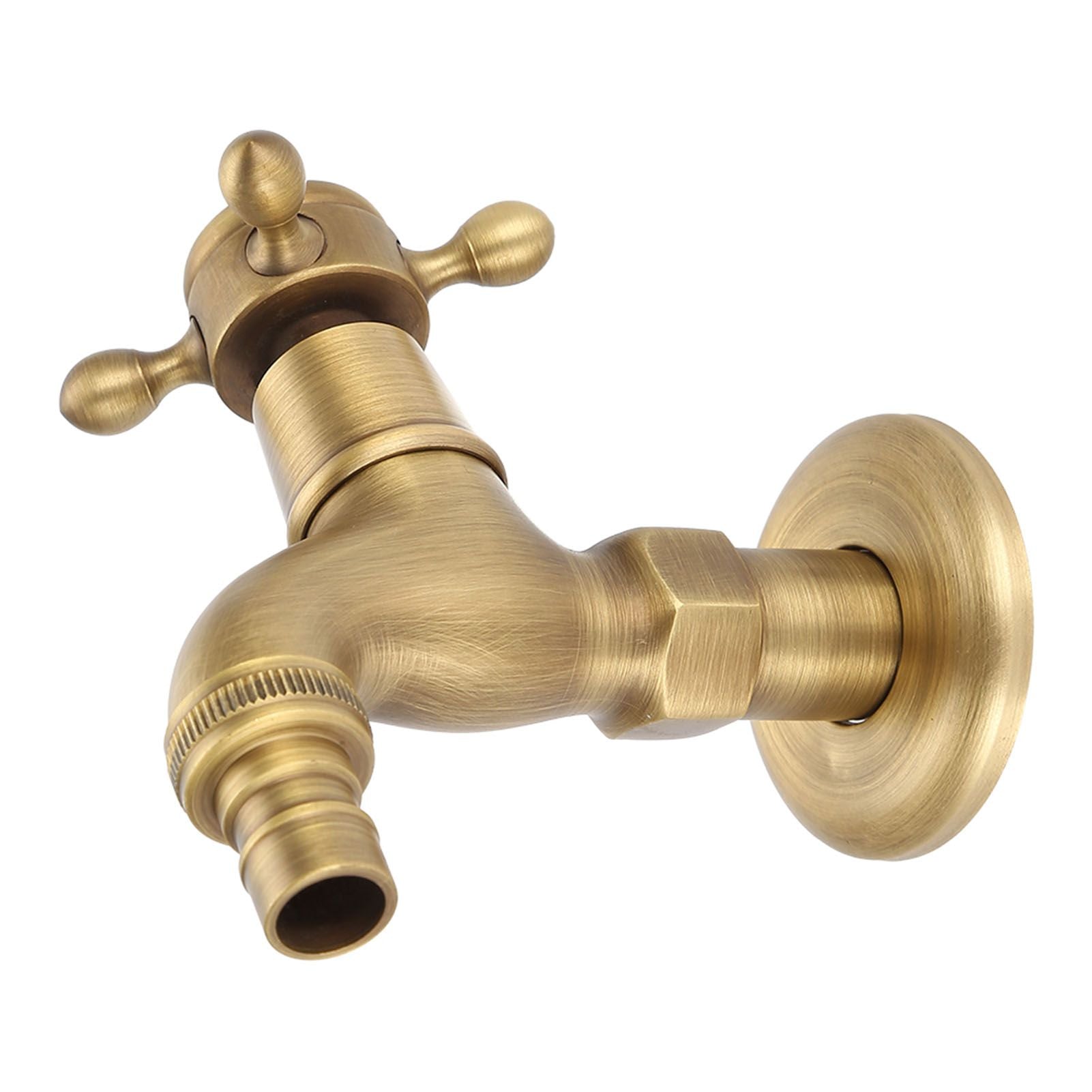 Vintage Solid Brass Single Handle Faucet for Washing Machine Wall Mounted Water Tap (Short)