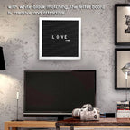25cm*25cm Message Plastic Letter Board Sign Changeable Letters Numbers Room Decor (White Frame)