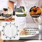 Portable 60 Minutes Count Down Mechanical Timer Baking Kitchen Cooking Tool Food Preparation