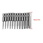 12Pcs Chrome Vanadium Steel 1/4in Hex Shank T5-T40 Magnetic Security Star Screwdriver Bits