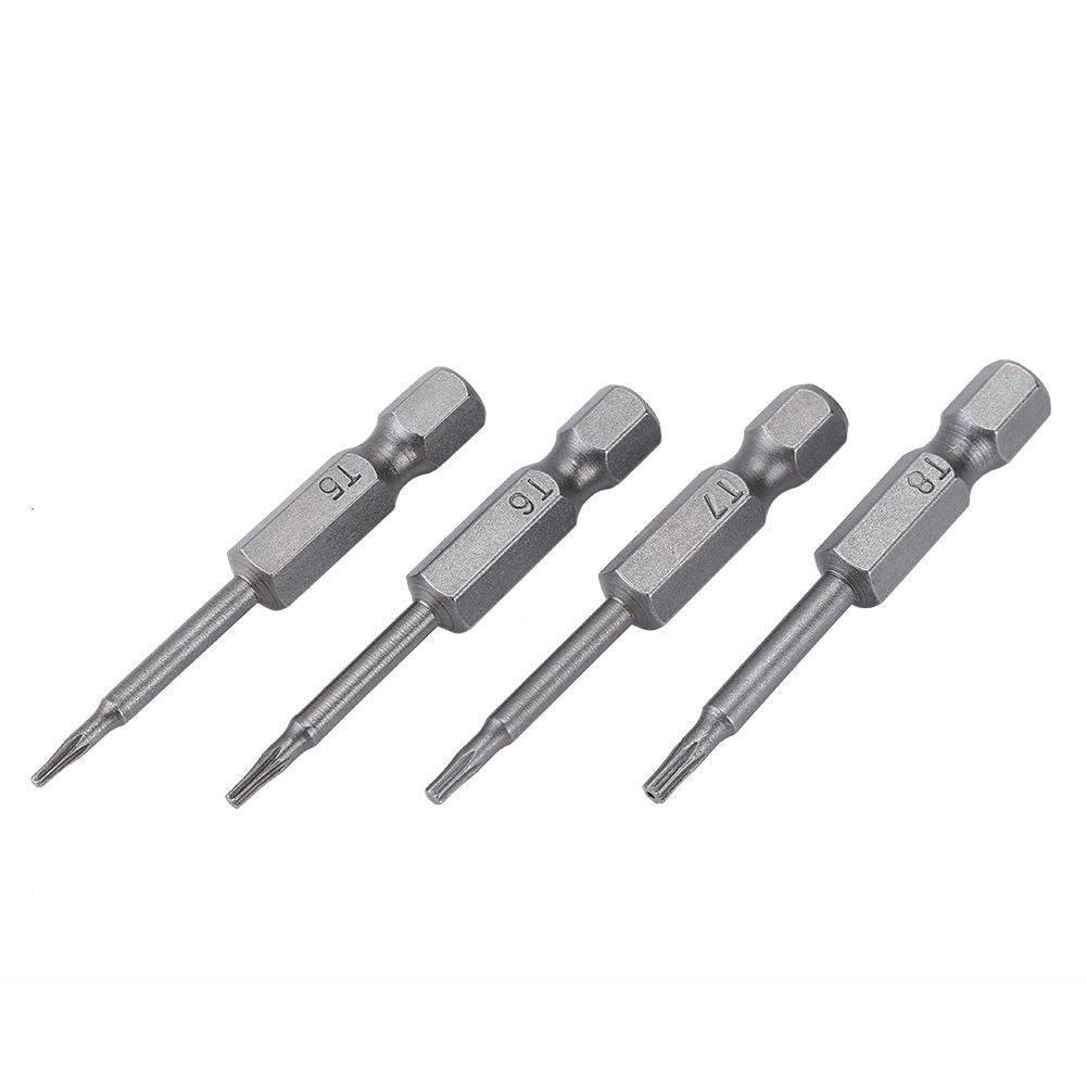 12Pcs Chrome Vanadium Steel 1/4in Hex Shank T5-T40 Magnetic Security Star Screwdriver Bits