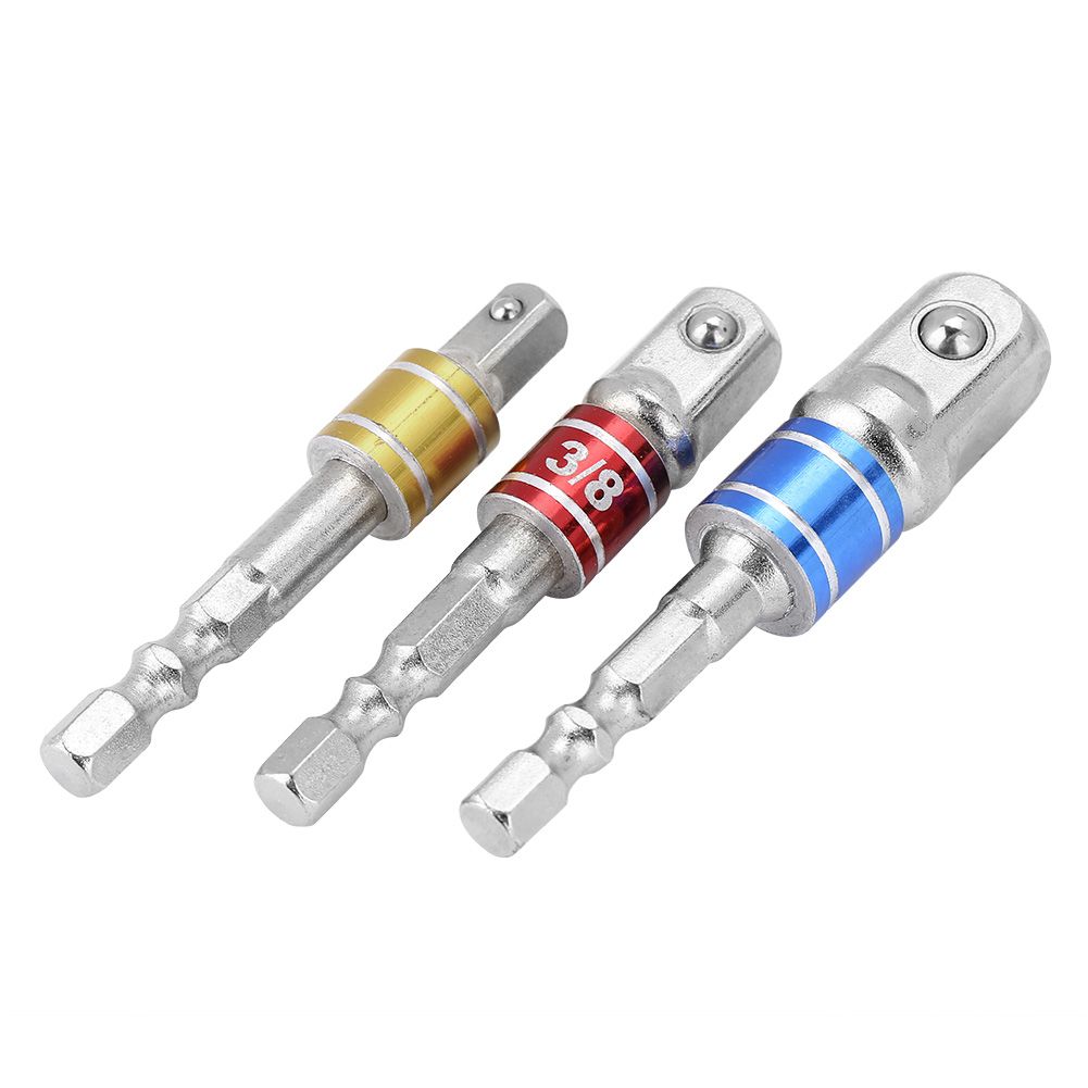 3Pcs Socket Adapters Drill Nut Driver Extension Bars Set 1/4in 3/8in 1/2in Screwdriver Tools