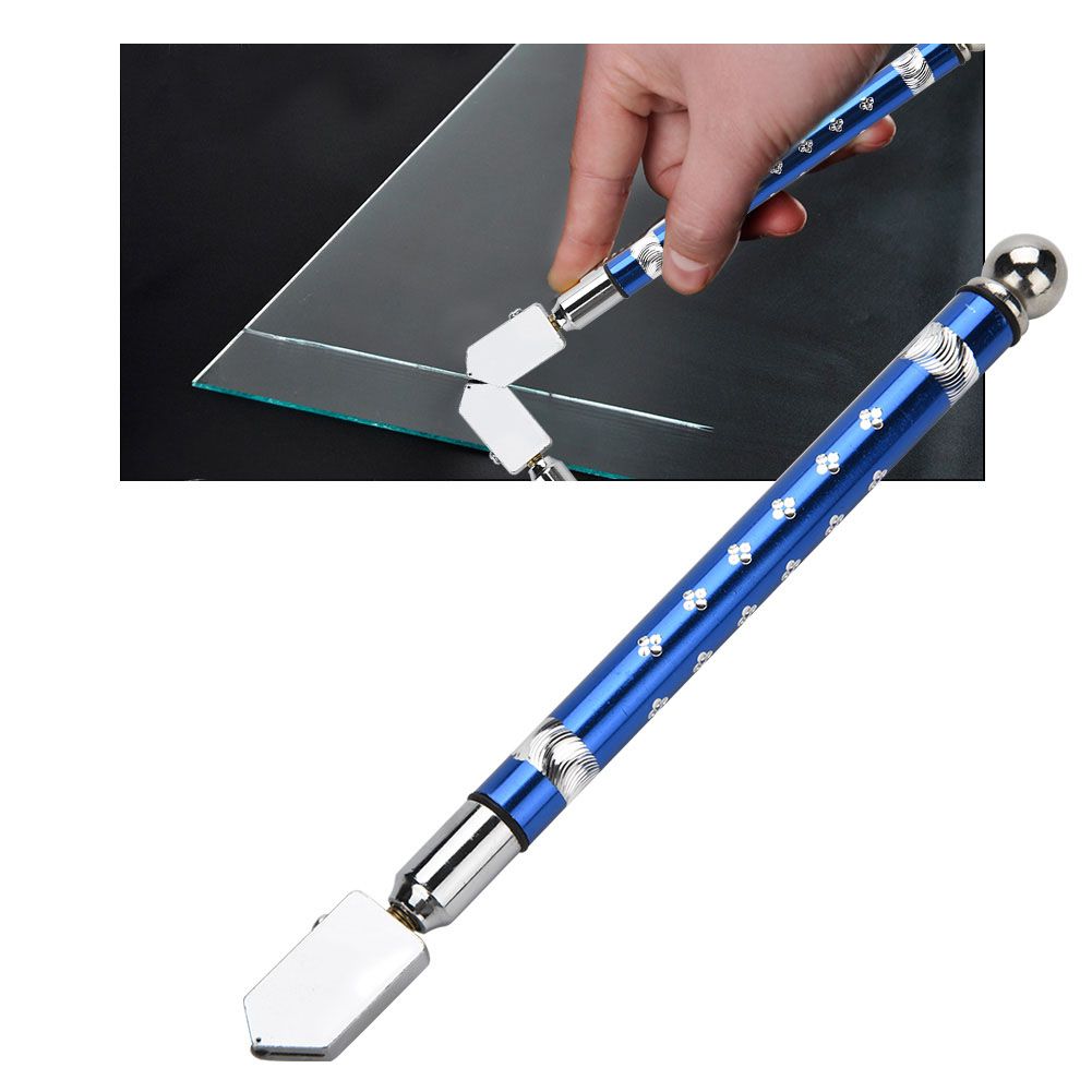 Portable Handheld Wheel Type Glass Cutter with NOn slip Handle for 3~15mm Glass Cutting(Blue)