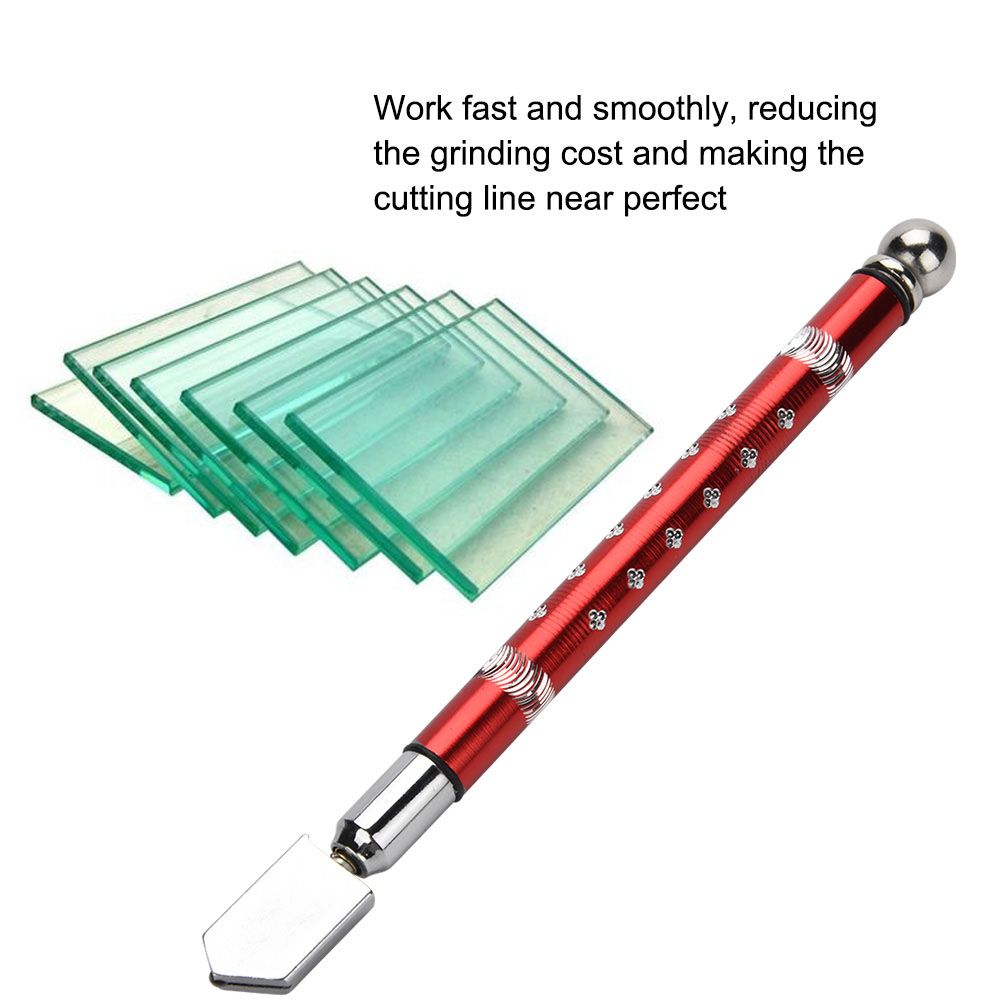 Portable Handheld Wheel Type Glass Cutter with NOn slip Handle for 3~15mm Glass Cutting(Red)