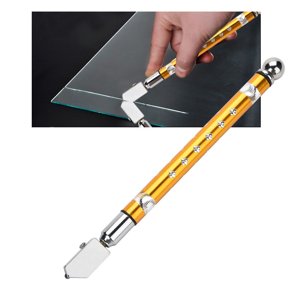 Portable Handheld Wheel Type Glass Cutter with NOn slip Handle for 3~15mm Glass Cutting(Golden)