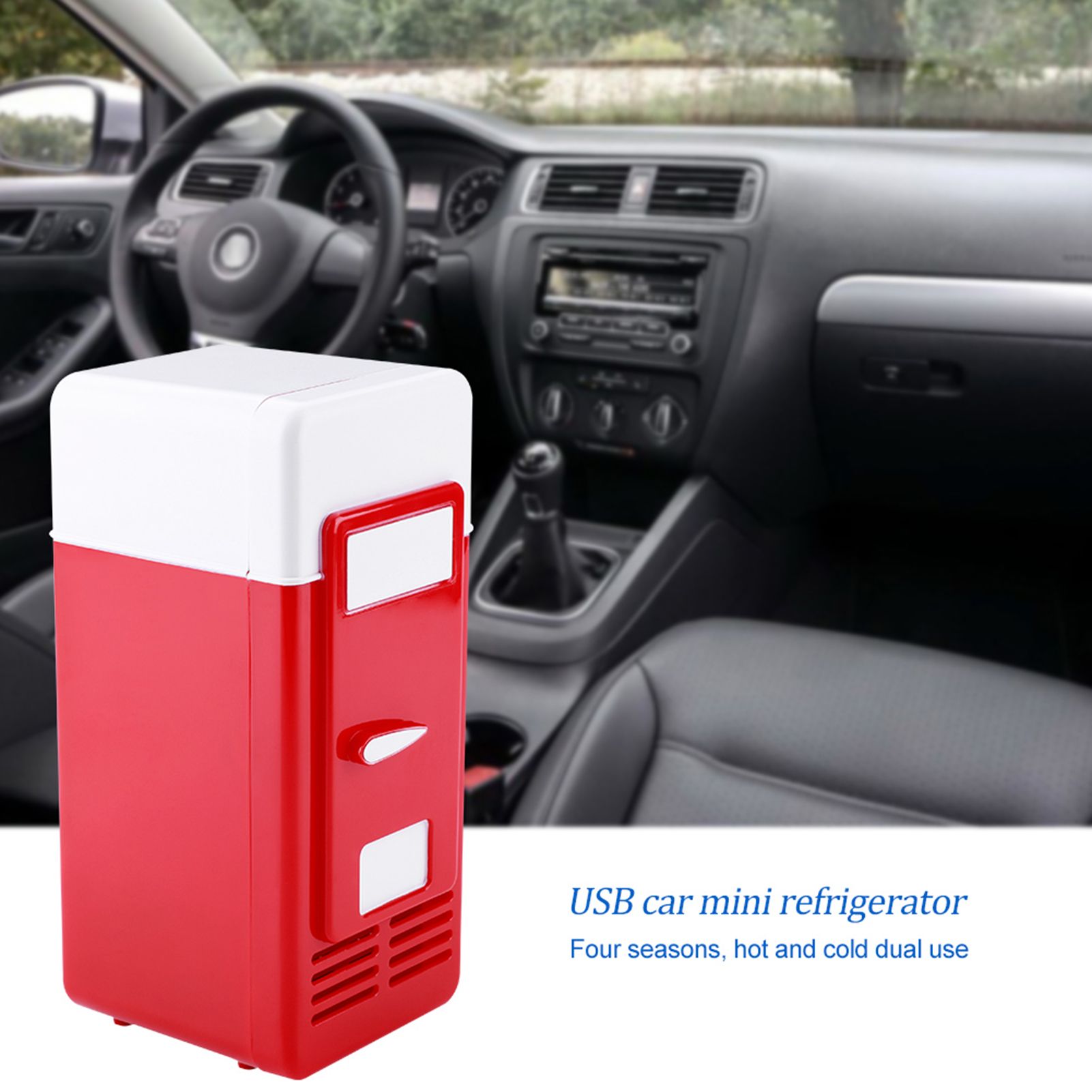 LED Mini USB Refrigerator USB Refrigerator Drinks Beverage Cans Refrigerator and Heater Red