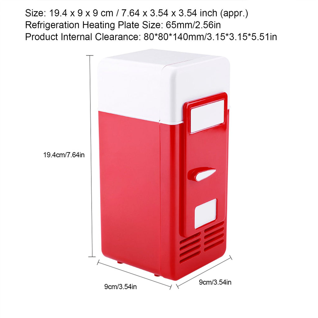 LED Mini USB Refrigerator USB Refrigerator Drinks Beverage Cans Refrigerator and Heater Red