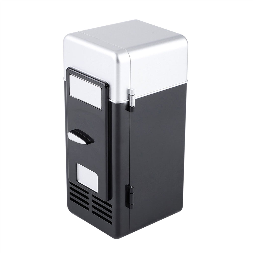 LED Mini USB Refrigerator USB Refrigerator Drinks Beverage Cans Refrigerator and Heater Black