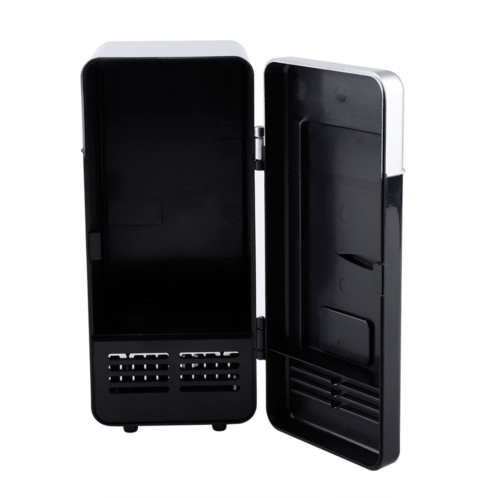 LED Mini USB Refrigerator USB Refrigerator Drinks Beverage Cans Refrigerator and Heater Black