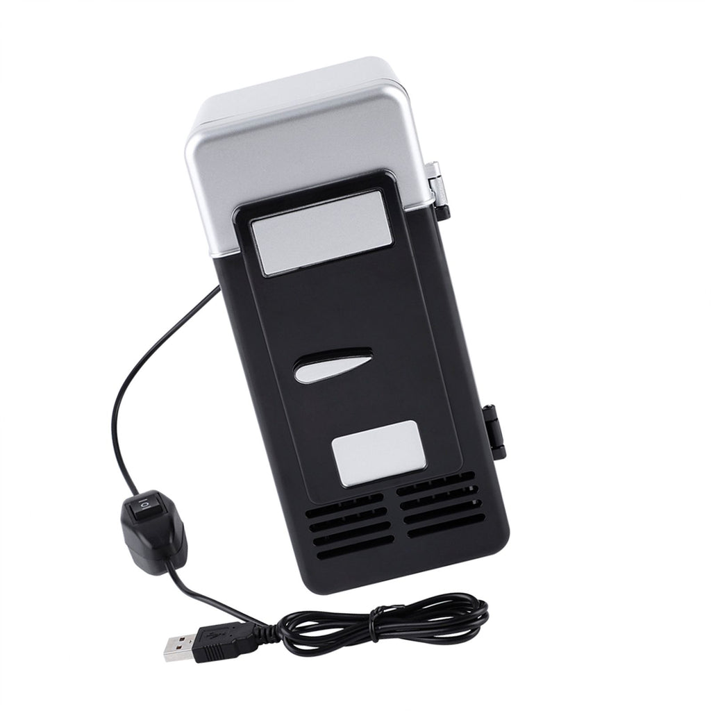 LED Mini USB Refrigerator USB Refrigerator Drinks Beverage Cans Refrigerator and Heater Black