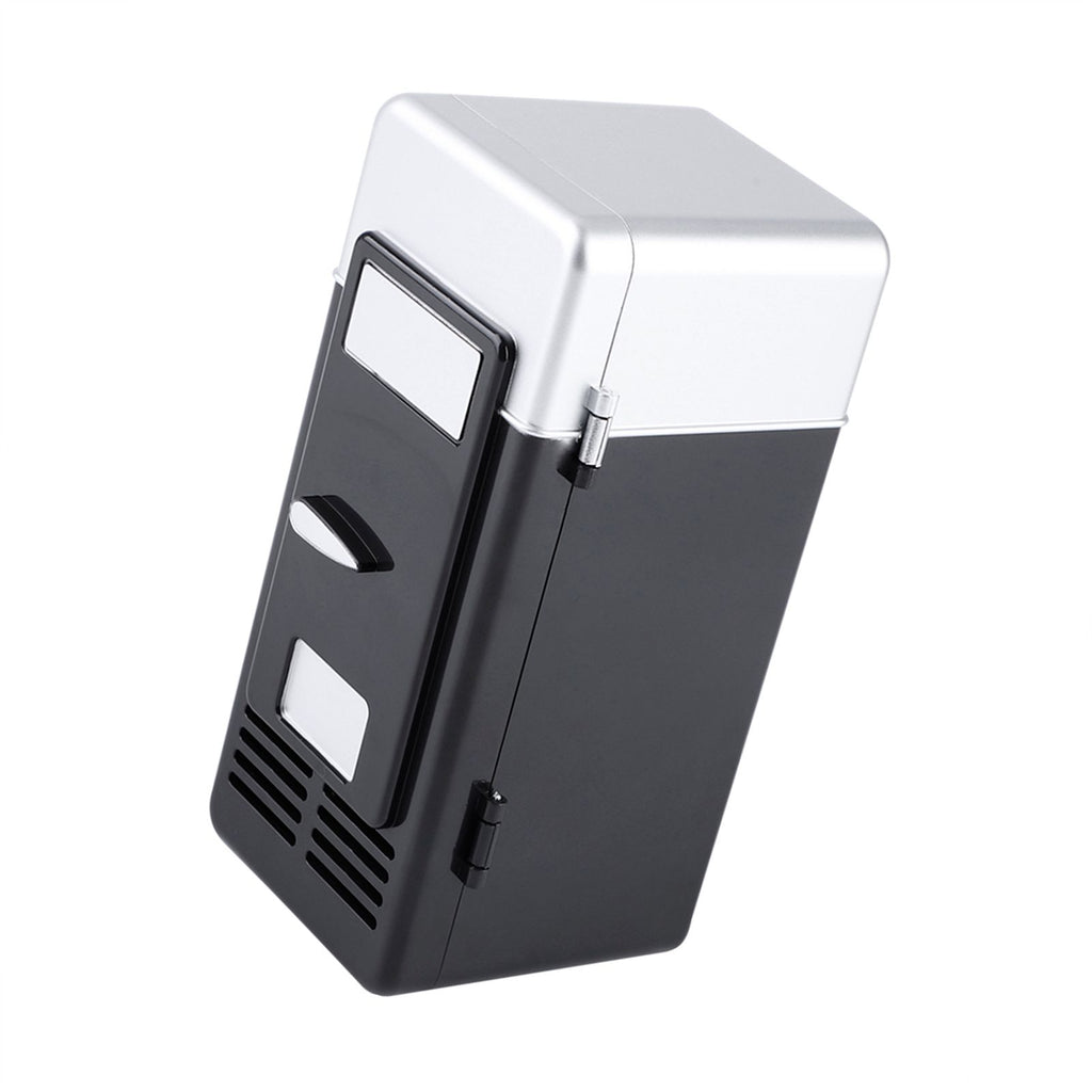 LED Mini USB Refrigerator USB Refrigerator Drinks Beverage Cans Refrigerator and Heater Black