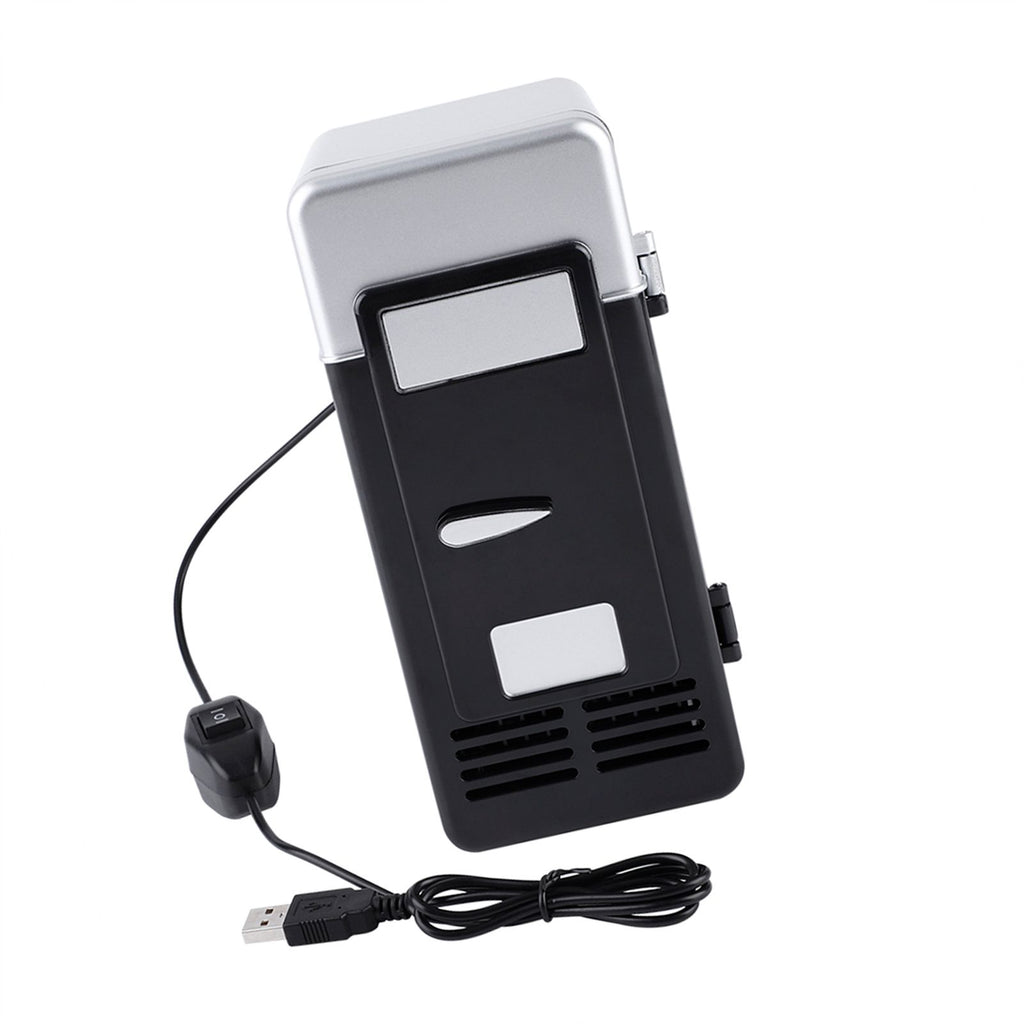 LED Mini USB Refrigerator USB Refrigerator Drinks Beverage Cans Refrigerator and Heater Black