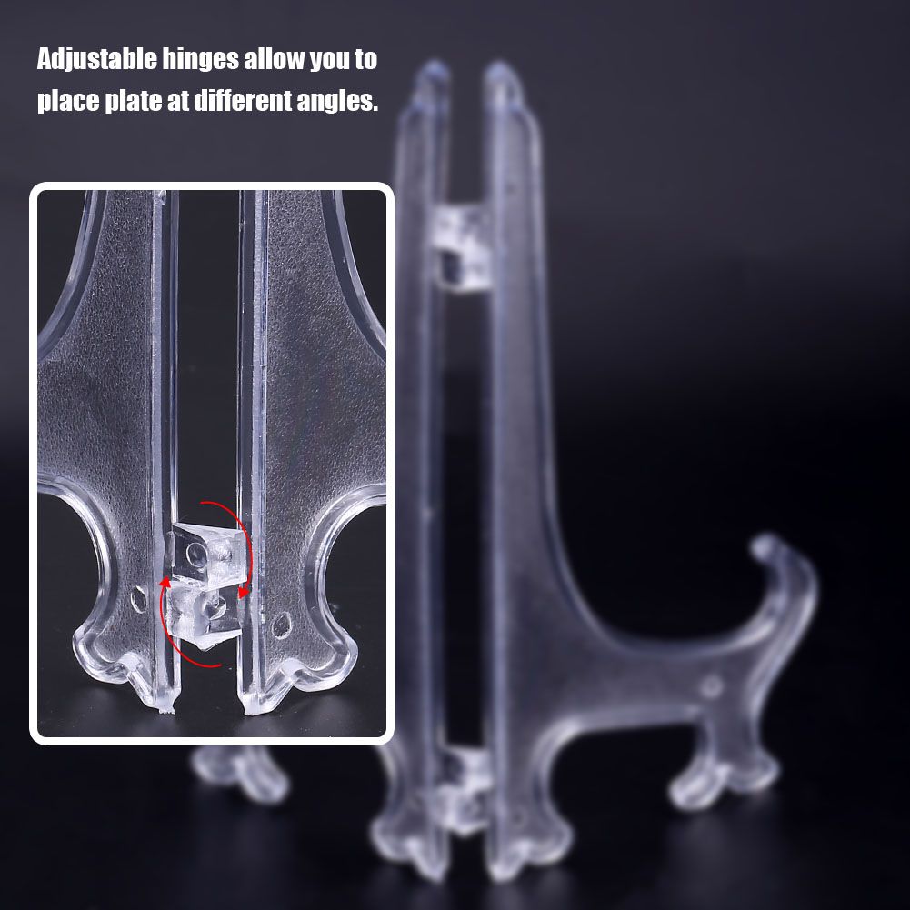 10pcs Folding White Plastic Plate Holders Dish Picture Frame Decorative Display Stand Rack