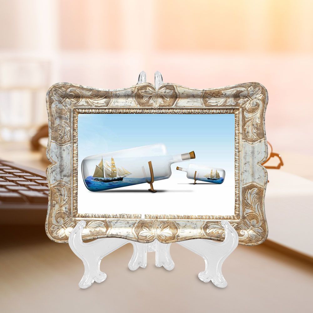 10pcs Folding White Plastic Plate Holders Dish Picture Frame Decorative Display Stand Rack