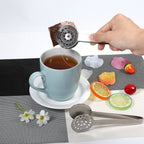 2pcs Kitchen Craft Tool Stainless Steel Round Tea Bag Tongs Squeezer Holder Grip