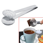 2pcs Kitchen Craft Tool Stainless Steel Round Tea Bag Tongs Squeezer Holder Grip