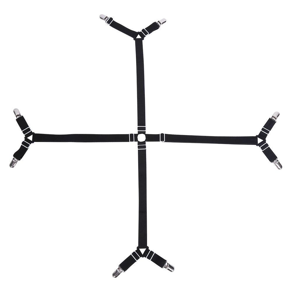 Elastic Crisscross Bed Mattress Sheet Straps Clips Triangle Grippers Holder Fasteners Black