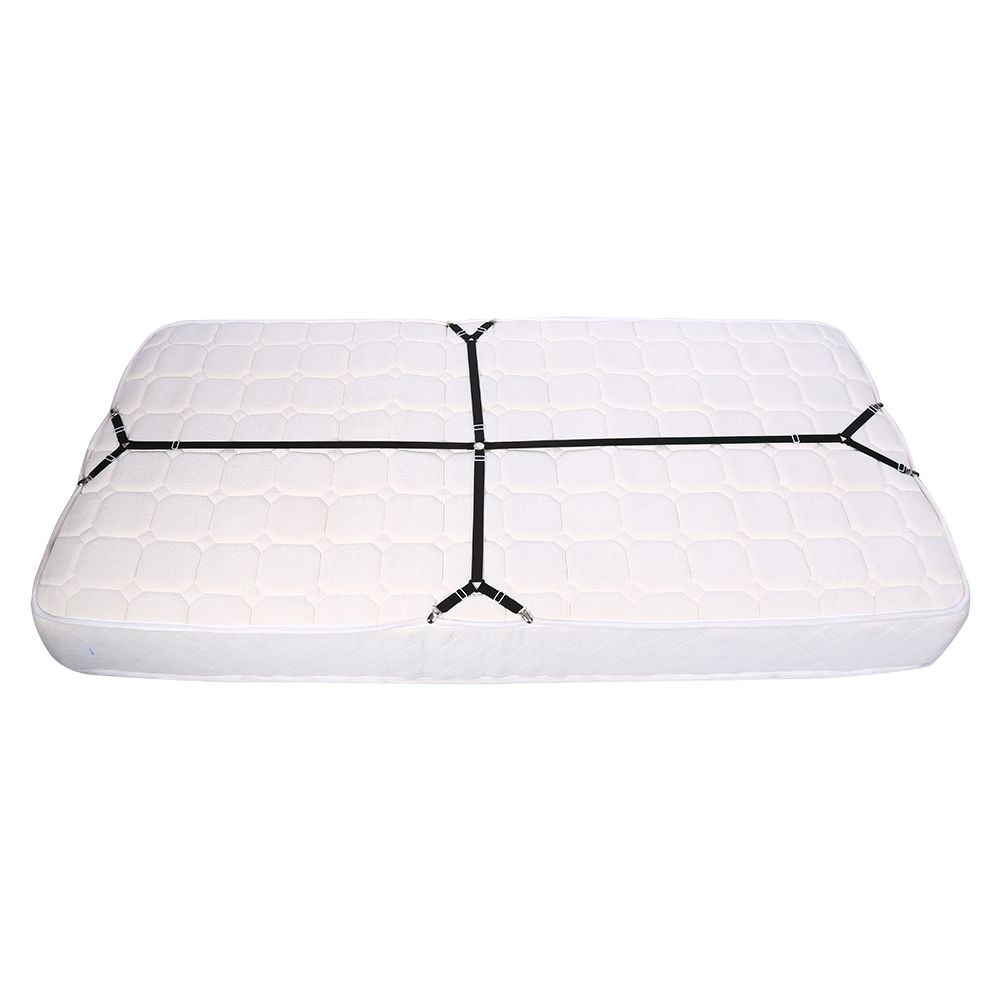 Elastic Crisscross Bed Mattress Sheet Straps Clips Triangle Grippers Holder Fasteners Black
