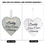 Vintage Love Heart Shape Daddy Here Comes Mummy Wedding Party Wooden Hanging Sign Plaque Gift