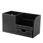 1Pc Wooden Leather Multifunction Desk Stationery Organizer Storage Box Pen Pencil Holder Case