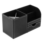 1Pc Wooden Leather Multifunction Desk Stationery Organizer Storage Box Pen Pencil Holder Case