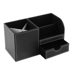 1Pc Wooden Leather Multifunction Desk Stationery Organizer Storage Box Pen Pencil Holder Case