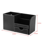 1Pc Wooden Leather Multifunction Desk Stationery Organizer Storage Box Pen Pencil Holder Case