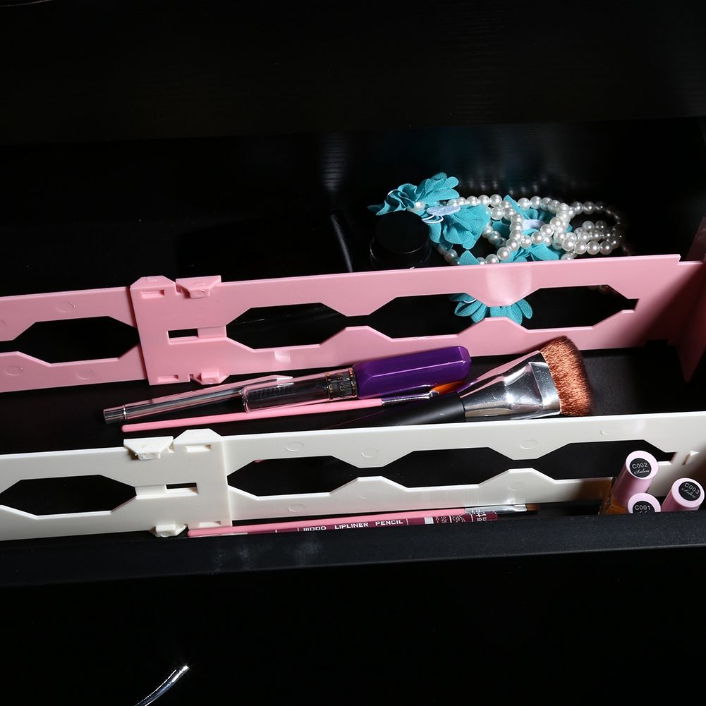Adjustable Clapboard Home Kitchen Drawer Divider Partition Storage Organizer (Pink)