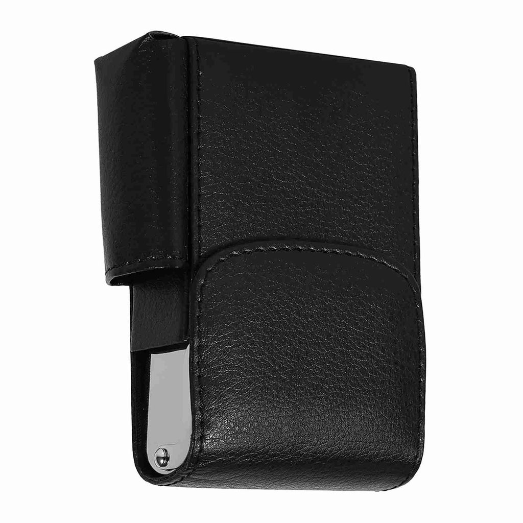 Cigarette Case PU Leather Smoke Tobacco Pouch Lighter Holder Storage Box Container Black