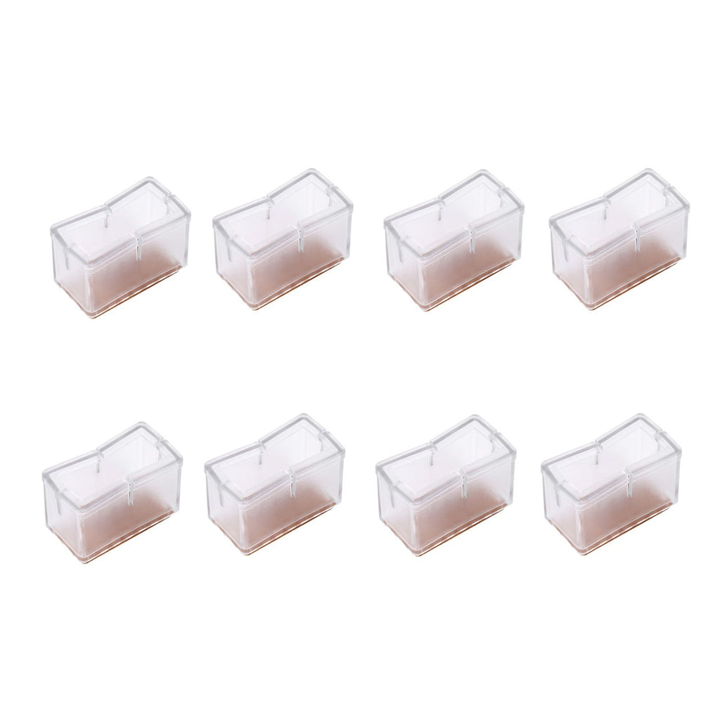 8 Pcs / Set Chair Legs Cover Rectangle Furniture Legs Protector with Rubber Sole(Transparent)
