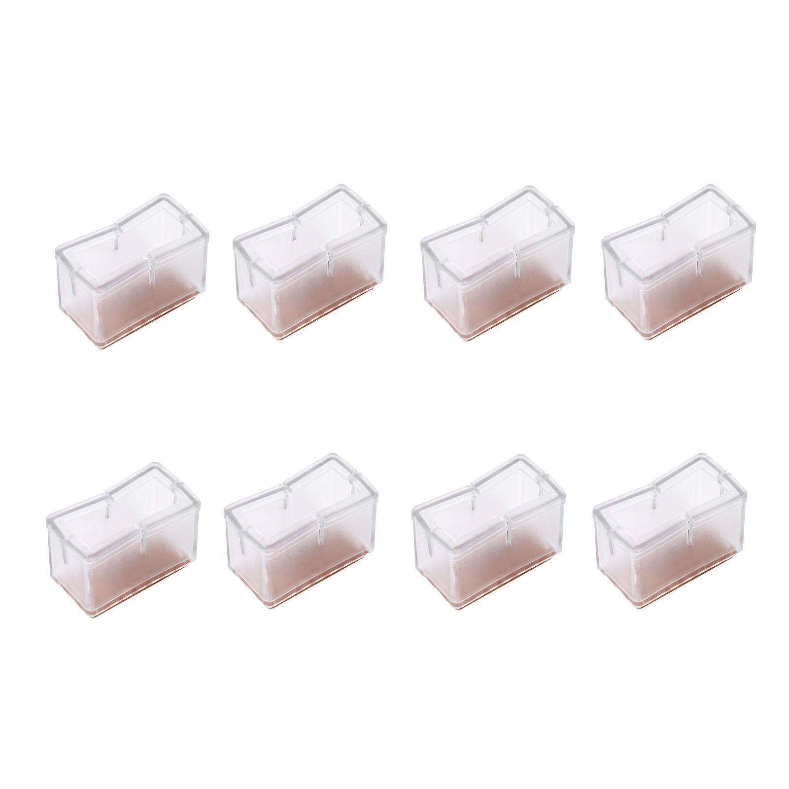 8 Pcs / Set Chair Legs Cover Rectangle Furniture Legs Protector with Rubber Sole(Transparent)