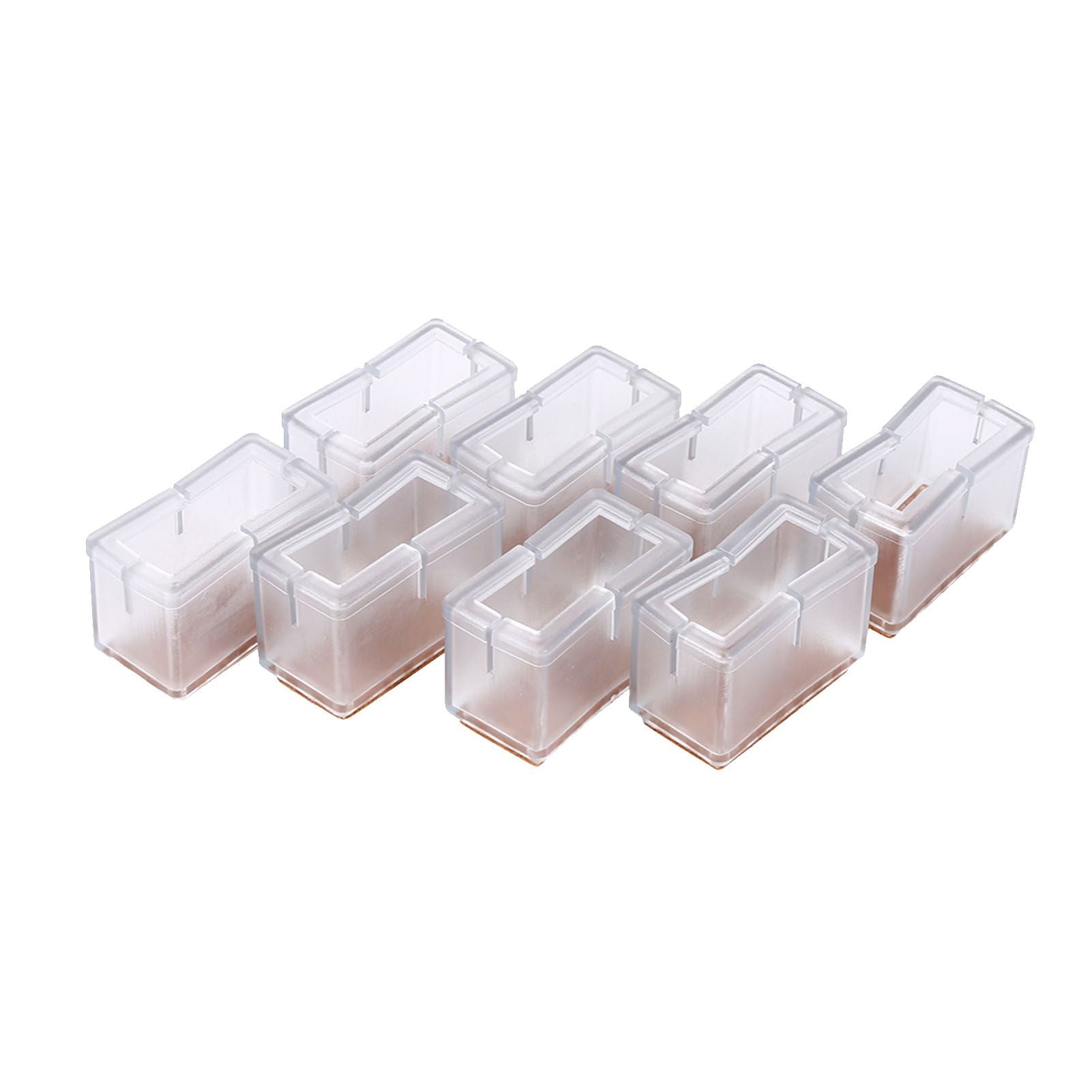 8 Pcs / Set Chair Legs Cover Rectangle Furniture Legs Protector with Rubber Sole(Transparent)