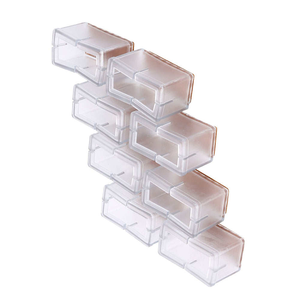 8 Pcs / Set Chair Legs Cover Rectangle Furniture Legs Protector with Rubber Sole(Transparent)
