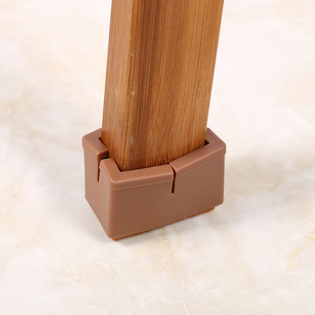 8 Pcs / Set Chair Legs Cover Rectangle Furniture Legs Protector with Rubber Sole(Coffee)