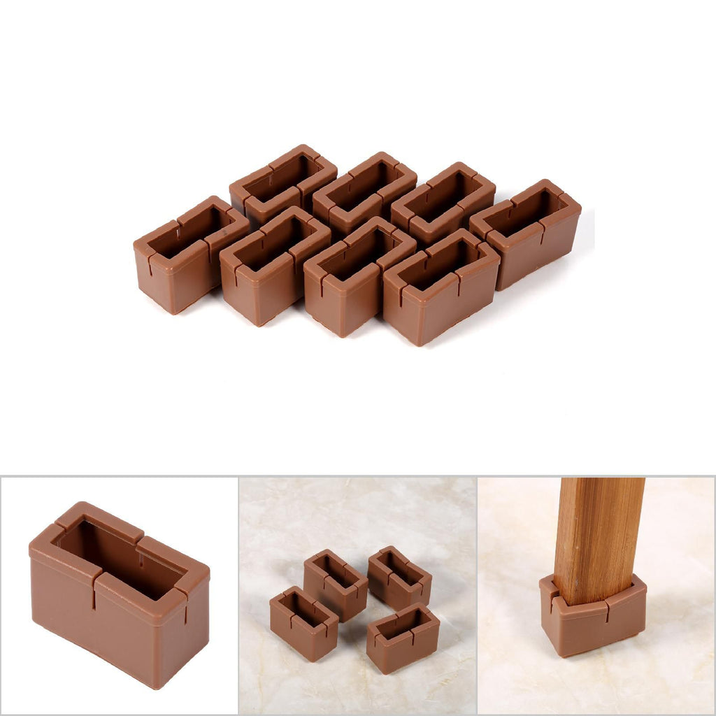 8 Pcs / Set Chair Legs Cover Rectangle Furniture Legs Protector with Rubber Sole(Coffee)
