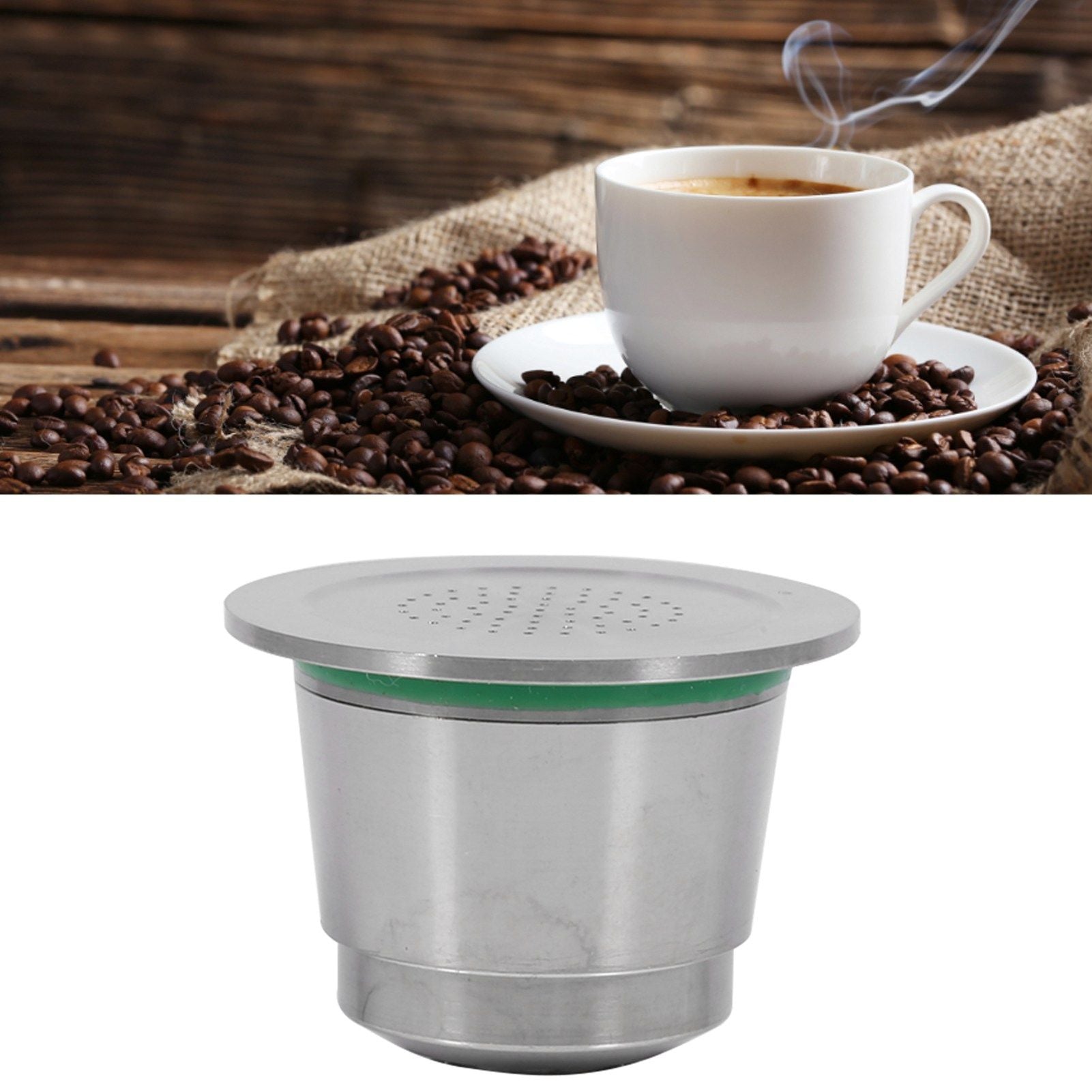 Stainless steel Refillable Reusable Coffee Capsule With Spoon Compatible For Nespresso Machine