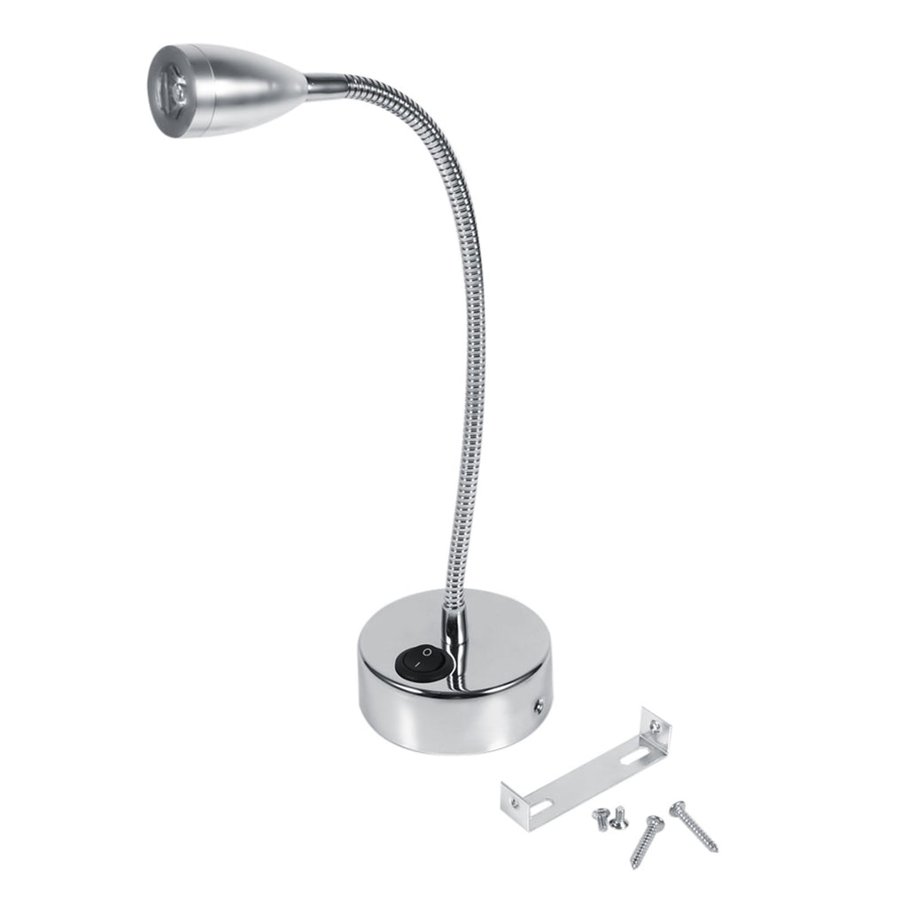 Silver LED Wall Lamps Flexible Gooseneck Bedroom Bedside Reading Light Warm White (Type 2)