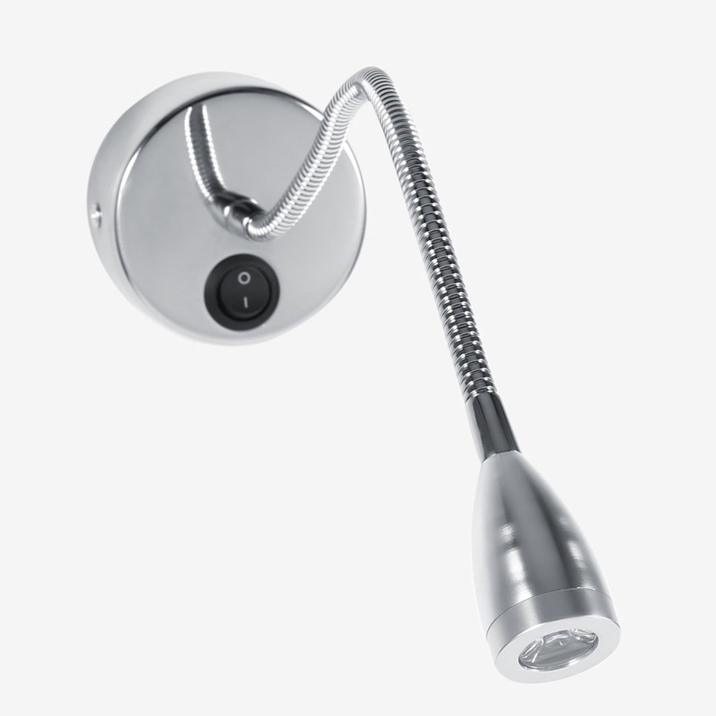 Silver LED Wall Lamps Flexible Gooseneck Bedroom Bedside Reading Light Warm White (Type 2)